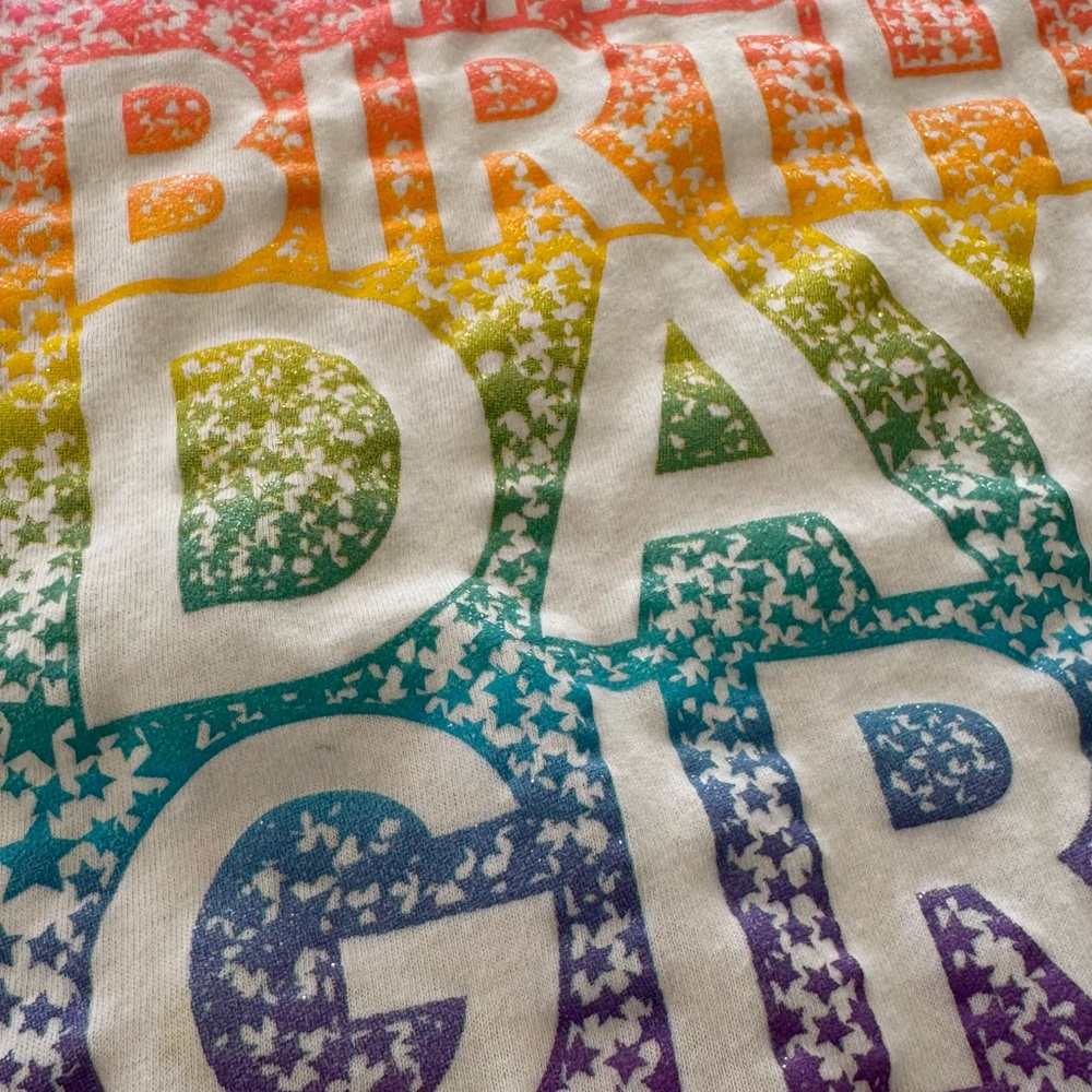 Birthday Girl Sparkly Tee with Rainbow Stars - Picture 2 of 2